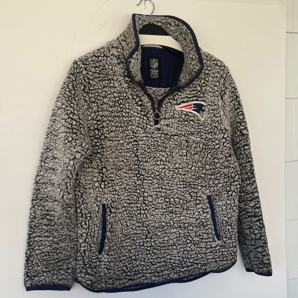 NFL Team Apparel New England Patriots Sherpa Pullover Fleece Medium - Picture 6 of 17